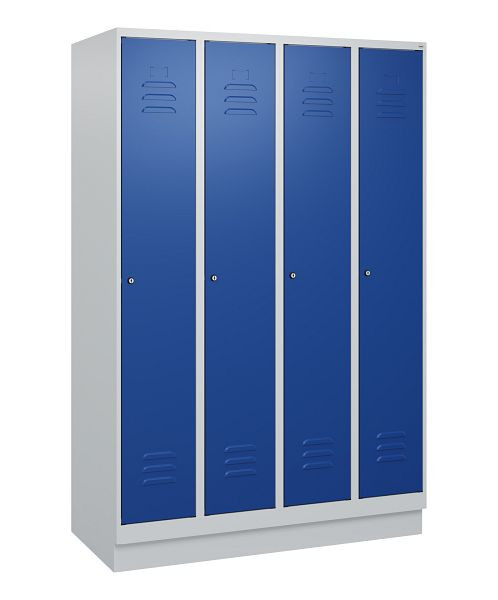 C+P Umkleidespind Classic PLUS, Sockel, 4 Abteile, 1800x1200x500mm, 7035/5010, Zylinderschlösser, 0800207-40 S10018