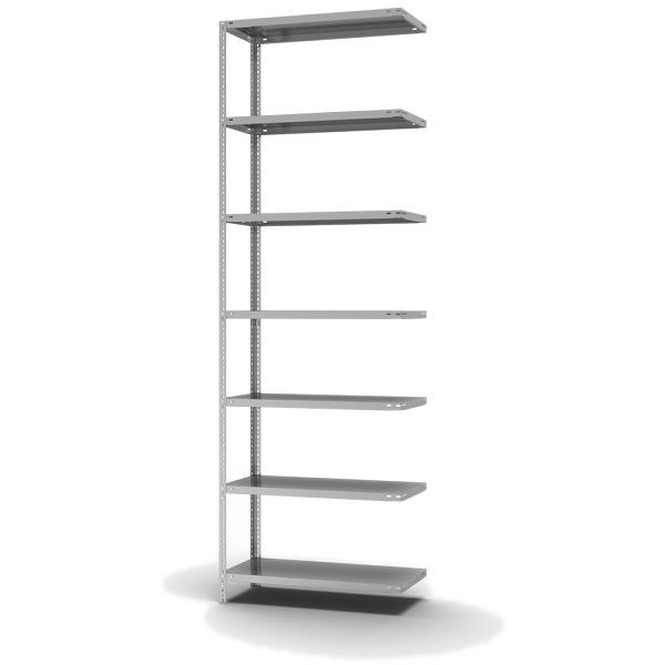 hofe Fachboden-Anbauregal, 3000x400x1000 mm, 7 Fachebenen, verzinkt, 200 kg Fachlast, 1400 kg Feldlast, zweiseitige Bedienung, WZA30410M