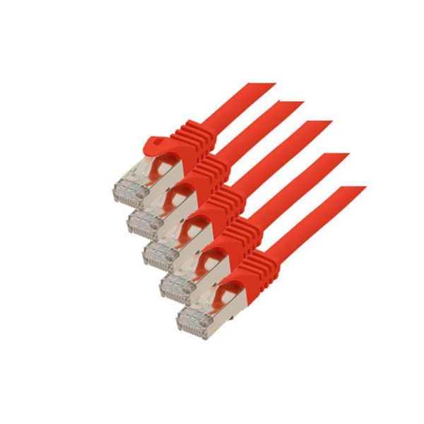 S-Conn RJ45 Patchkabel S/FTP, PIMF, Rohkabel CAT 7 Halogenfrei, rot, 0,5m, 75511-0.5R