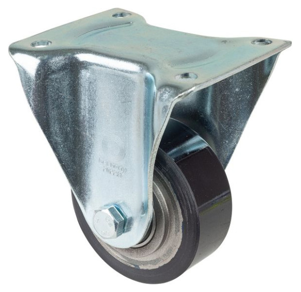 BS Rollen Schwerlastrolle, Bockrolle, Rad-Breite 40 mm, Rad-Ø 100 mm, Tragfähigkeit 290 kg, Guss-Polyurethan 78 Shore A, Guss, Kugellager, N110.C11.101