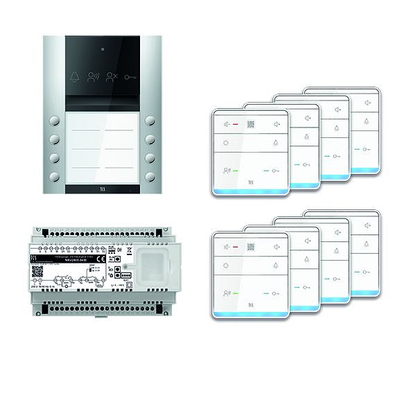 TCS Türkontrollsystem audio: pack PRO 8WE Außenstation ASA 8T AP 8x Freisprecher ISW6010 Steuergerät, PAAF082/007