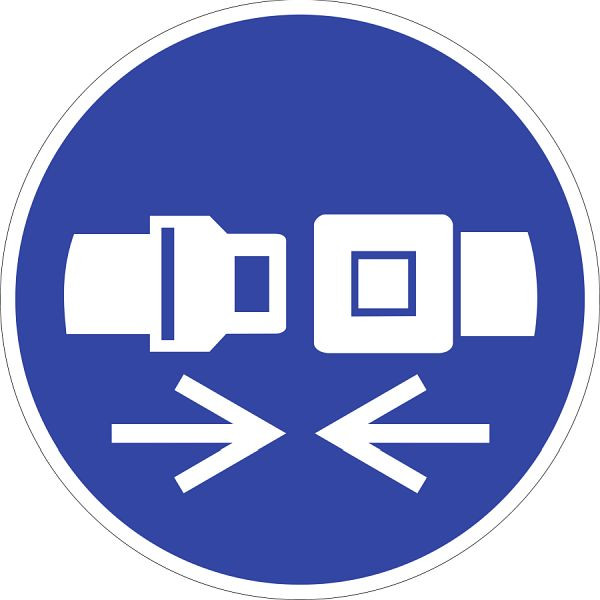 Moedel Rückhaltesystem benutzen ISO 7010, Folie, Ø 50 mm, VE: 10 Stück/Bogen, 98663