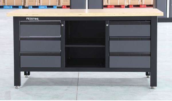 FEISTOS Werkbank Heros 3 Schwarz/Anthrazit, 60x169x87cm, FETSK7506