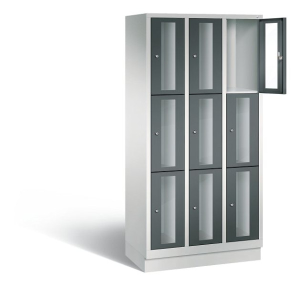 C+P Schließfachschrank Classic, H1800xB900xT500mm, Farbe: Lichtgrau / Anthrazitgrau, 8020A303 S10024