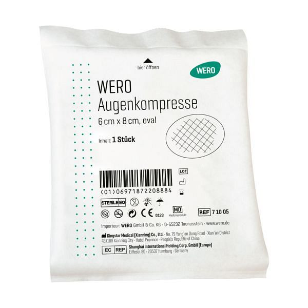 WERO Augenkompresse oval, 6 x 8 cm, steril, nach DIN 61640-A, lose, 71005