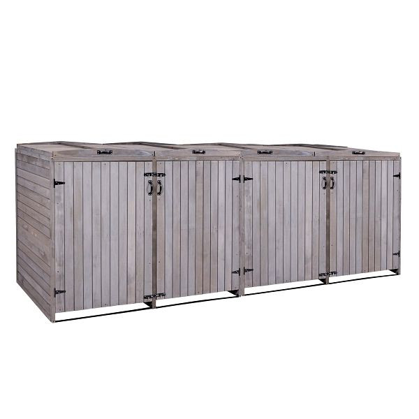 Mendler XL 4er-/8er-Mülltonnenverkleidung HWC-H74, Mülltonnenbox, erweiterbar 120x75x96 Holz, anthrazit-grau, 2x73979+2x74651