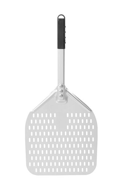Hendi Pizzaschaufel - quadratisch, perforiert, kurzer Griff, Länge: 710 mm, aus eloxiertem Aluminium, 618066