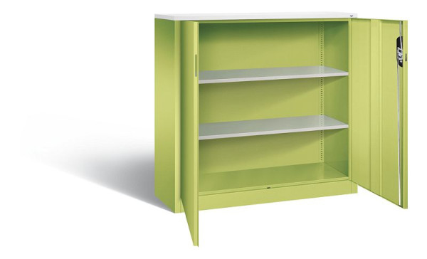 C+P Büroschrank Acurado, H1200xB1200xT400mm, Farbe: Viridingrün / Viridingrün, Muldengriff, 3 OH, 9467-1200 S10170