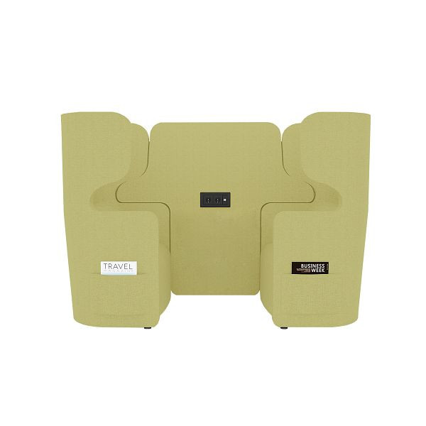 Bisley Raum in Raum Lösung Vivo, Zweisitzer, Hohe Rückenlehne, 2 Seitentaschen, 2 Steckdosen und 2 USB Anschlüsse, NE0426 wiesengrün, VIVH2SETPS2.NE0426