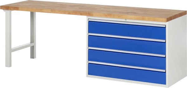 RAU Werkbank Serie 7000 - Modell 7709, B2500 x T700 x H890 mm, Systemunterbau B2500 x T650 x H850 mm, 03-7709A1-257B4M.11