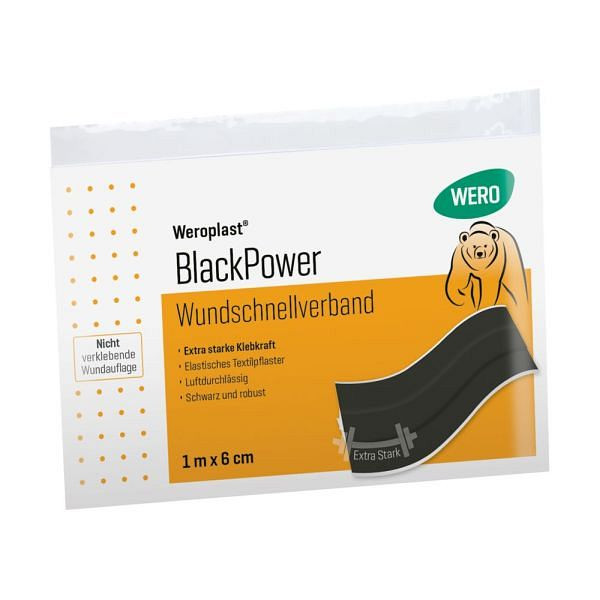 WERO Weroplast BlackPower Wundschnellverband 1 m x 6 cm, 160709