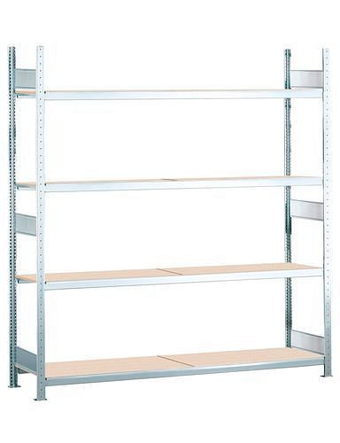 Schulte Weitspannregal mit Spanplatten, Grundfeld, 4 Lagerebenen, Fachbreite 2000 mm, 2060 x 436 x 2500 mm, 278944