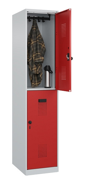 C+P Doppelstöckiger Spind Evolo PLUS, 2 Fächer, 1850x400x500mm, 7035/3000, Drehriegel, 049300-12 S10003