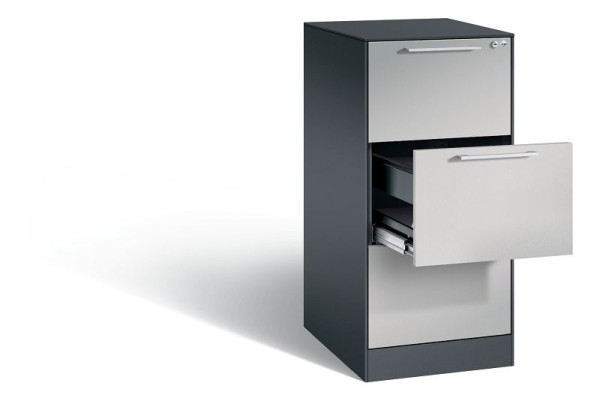 C+P Hängeregistraturschrank Asisto, H1010xB440xT600mm, Farbe: Schwarzgrau / Weißaluminium, Bügelgriff, 146245-311 S10013