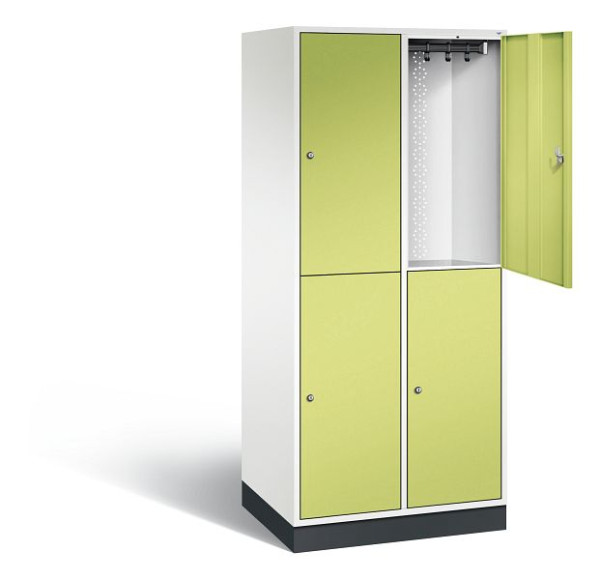 C+P Spind doppelstöckig XL Intro, H1950xB820xT590mm, Farbe: Verkehrsweiß / Viridingrün, 8270-203 S10053