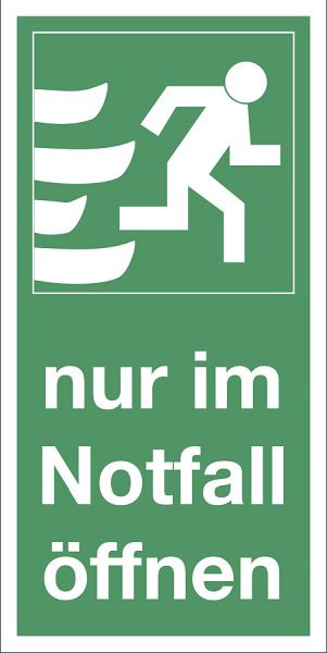 Moedel Nur im Notfall öffnen rechts, Hochformat, Folie, 74x148 mm, 60794
