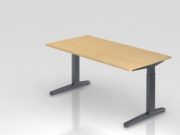 Hammerbacher Schreibtisch C-Fuß 160x80cm Ahorn/Graphit, Rechteckform, VXB16/3/GG