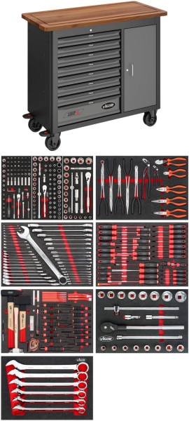 VIGOR Mobile Werkbank Series L, mit Sortiment, 336-teilig, Anzahl Werkzeuge: 336, V4813/NKW