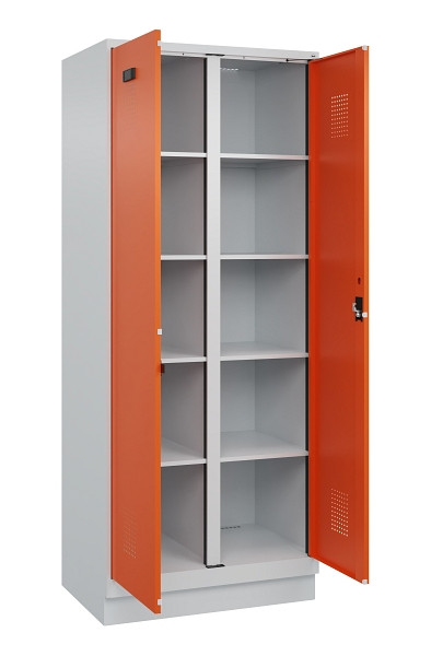 C+P Wäsche-Spind Evolo PLUS, mit Sockel, 2 Abteile, 1950x800x500mm, 7035/2004, Verschluss Zylinderschloss, 049022-22B S10029