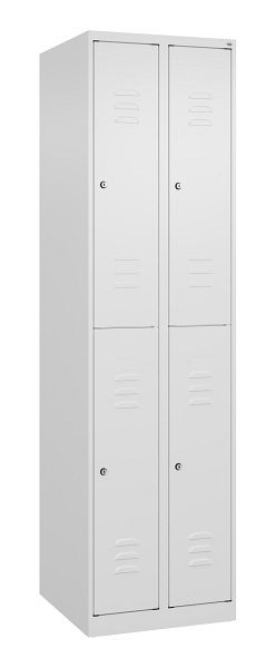 C+P Doppelstöckiger Spind Classic PLUS, 2 Abteile, 1850x500x500mm, 9016/9016, Zylinderschlösser, 080300-29 S10013