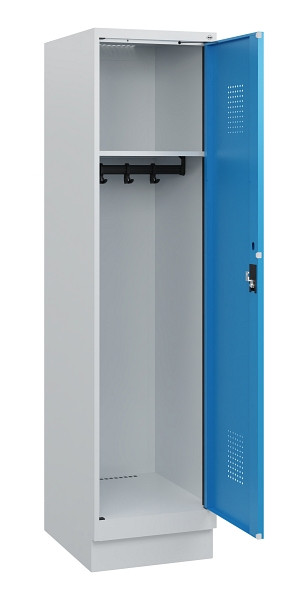 C+P Spind Evolo PLUS, Sockel, 1 Abteil, 1630x400x500mm, 7035/5012, Zylinderschloss, 0490205-12 S10031