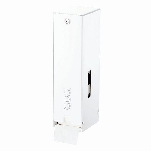 Air Wolf WC-Papierspender, Serie Omikron II, H x B x T: 423 x 116 x 148 mm, Edelstahl weiß, 35-717