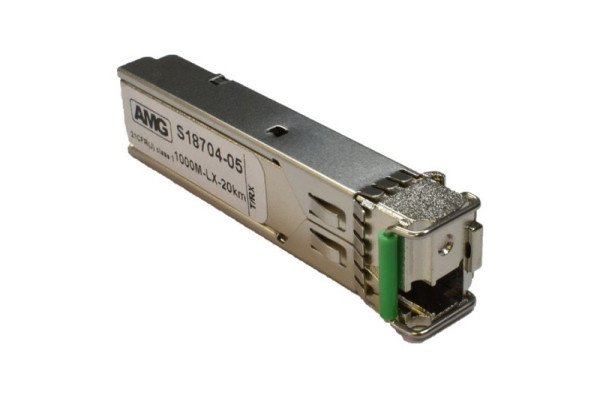 AMG Systems SFP, 1Gb/s, Einfaser, Singlemode, 20km Reichweite (Tx: 1550 nm, Rx: 1310 nm), LC, SFP-SM-1G-BX20-55
