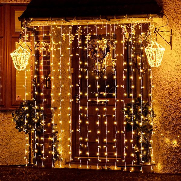 Salcar 6m x 3m LED Lichtervorhand Außen Weohnachten, Lichterkette Vorhand Innen mit 8 Modi und Memory, 922253