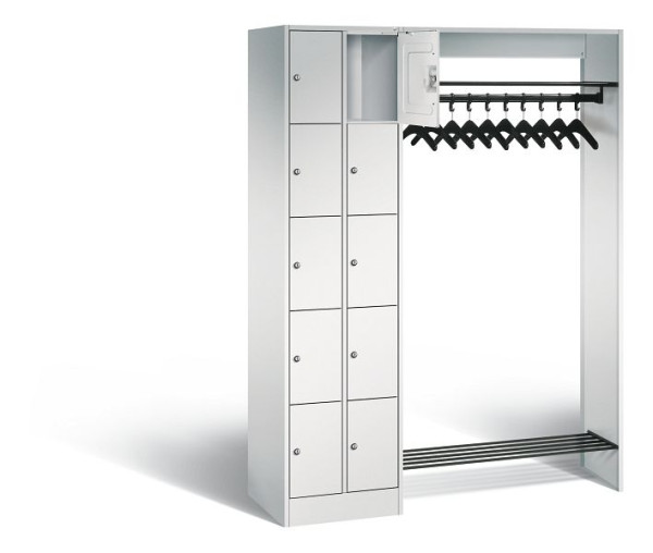 C+P Offene Garderobe Serie 8070, H1950xB1410xT480mm, Farbe: Lichtgrau, 80720-00 S10000