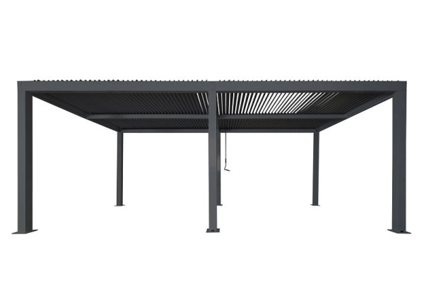 Mendler Pergola HWC-L46, Gartenpavillon Lamellen-Pavillon, 10cm-Aluminium-Gestell, Regenrinne sturmfest, 3x6m, anthrazit, 99273+99274+99275+99276+99265