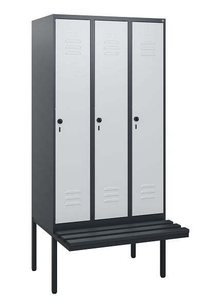 C+P Umkleidespind Classic PLUS, 3 Abteile, 1950x900x815mm, 7016/7035, Drehriegel, 0800405-30 S10043