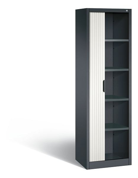 C+P Rollladenschrank Omnispace, H1980xB600xT420mm, Farbe: Schwarzgrau / Verkehrsweiß, Griffmulde, 5 OH, 3200-00R S10101