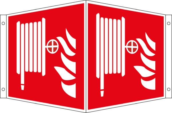 Eichner Brandschutz-Winkelschild "Löschschlauch", H x B x T: 25,5 x 15,2 x 10,5 cm, Aluminium, langnachleuchtend HI 150, 9225-13735-015