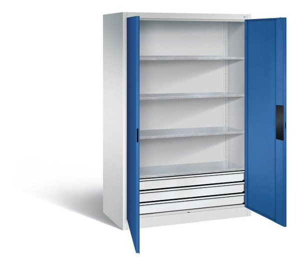 C+P Werkzeugschrank Acurado, H1950xB1200xT600mm, Farbe: Lichtgrau / Enzianblau, Muldengriff, 8932-523 S10106