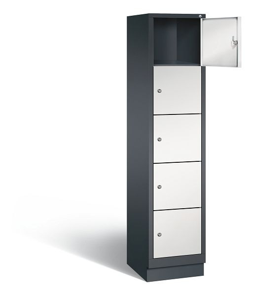 C+P Schließfachschrank Evolo, H1800xB420xT500mm, Farbe: Schwarzgrau / Lichtgrau, 48020-125 S10078