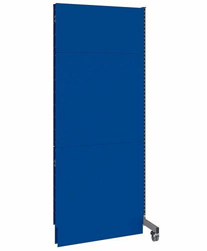 DENIOS Mobile Akustik Trennwand, Anbaufeld, B 1000, H 2500 mm, Akustik-Lochblech einseitig, grau/blau, 293115
