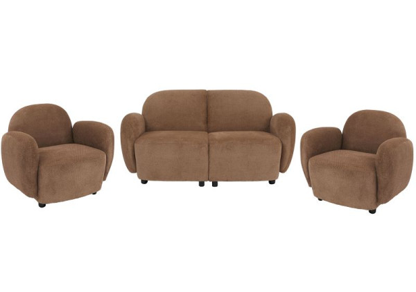 Mendler Wohnzimmer-Set HWC-P33, 2er-Sofa 2x Sessel, Stoff/Textil Chenille (330 g/m²) Öko-Tex, braun, 118717+118718+118719+2x118710+2x118711