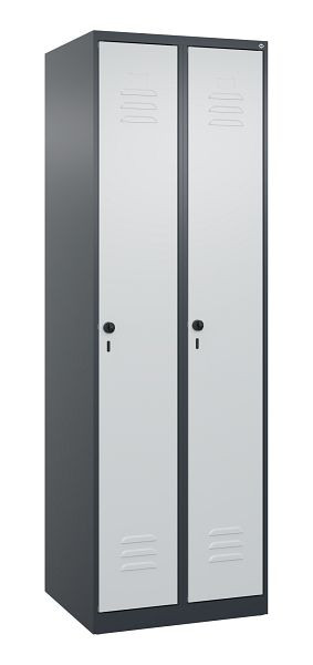 C+P Mehrzweckschrank Classic PLUS, Wäsche-Spind, 2 Abteile, 1850x600x500mm, 7016/7035, Drehriegel, Türen rechts angeschlagen, 080000-20B S10011