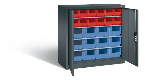 C+P Magazinschrank Serie 13, H1000xB1000xT420mm, Farbe: Anthrazitgrau, Muldengriff, 133944-23 S10017