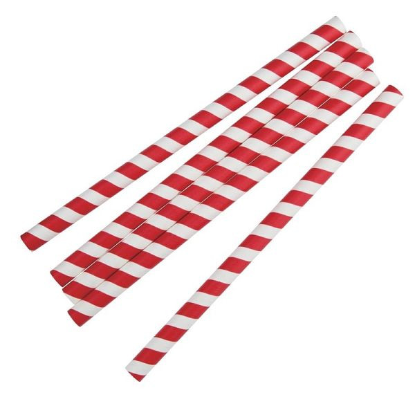 Fiesta Compostable kompostierbare einzeln verpackte Smoothie Strohhalme 21cm rot-weiß (250 Stück), FP443