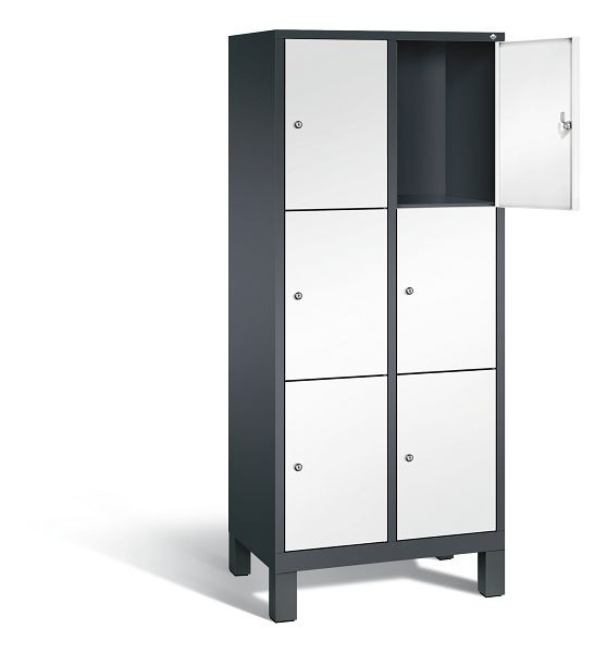 C+P Schließfachschrank Evolo, H1850xB810xT500mm, Farbe: Schwarzgrau / Verkehrsweiß, 48010-223 S10132