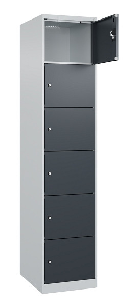 C+P Schließfachschrank Evolo PLUS, 6 Fächer, 1850x400x500mm, 7035/7016, 049000-126 S10012