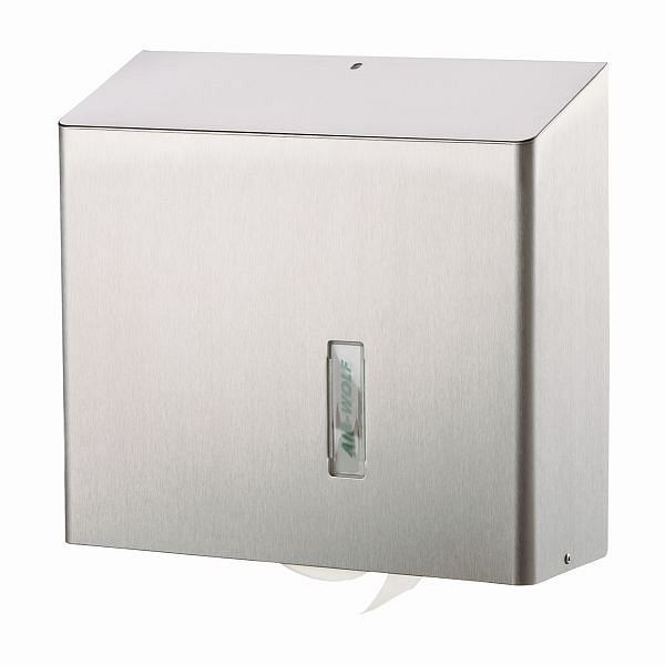 Air Wolf WC-Papierspender, Serie Omega, H x B x T: 350 x 377 x 133 mm, Edelstahl beschichtet, 29-036