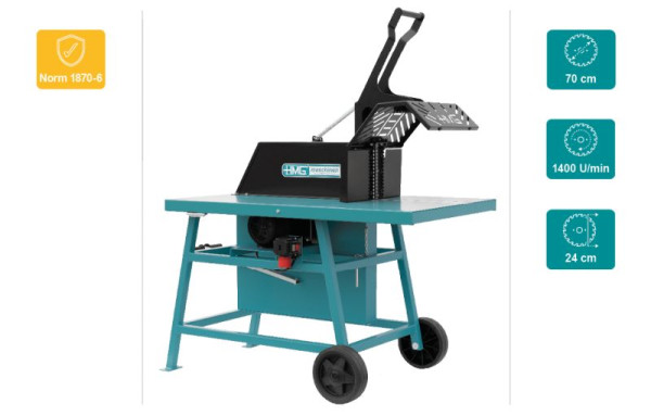 HMG Rolltischkreissäge RS 7-10 mit 700mm Hartmetall Sägeblatt LFZ Z42, E-Motor 10kw 400V, Direktantrieb, Betriebsanleitung, 636 241
