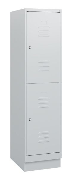 C+P Doppelstöckiger Spind Classic PLUS, Sockel, 1630x400x500mm, 7035/7035, Zylinderschlösser, 0803205-12 S10039