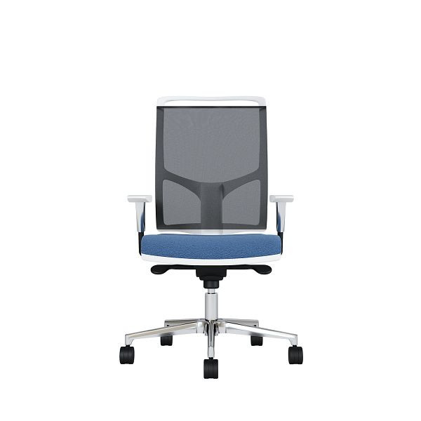 Bisley Bürodrehstuhl Zed, Weißes Kunststoff, Höhenverstellbare Armlehnen, Fußkreuz und Armlehnen aus Aluminium, NE0378 hellblau, ZEDALLWNE0378