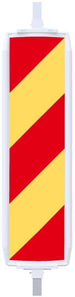 Schake Kunststoffbake Typ 40A, mit durchgehendem 40 x 40 mm Alurohr, Folie Typ 1, schraffiert, rot/gelb, doppelseitig rechts-/ linksweisend, 36057SKA