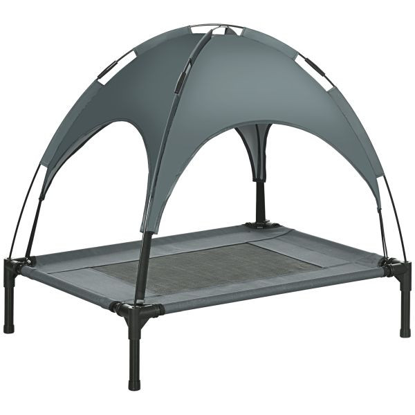 PawHut Haustierbett mit Baldachin Erhöhtes Hundebett Hundeliege outdoor Grau, D04-058