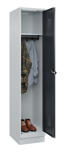 C+P Spind Evolo PLUS, mit Sockel, 1 Abteil, 1950x400x500mm, 7035/7016, Verschluss Drehriegel, Ablageböden 1, 049020-12 S10012