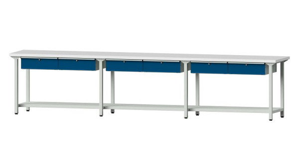 ANKE Werkbänke Arbeitstisch, Modell 105, 4050 x 700 x 890 mm, RAL 7035/5010, KSP 40 mm, 400.521